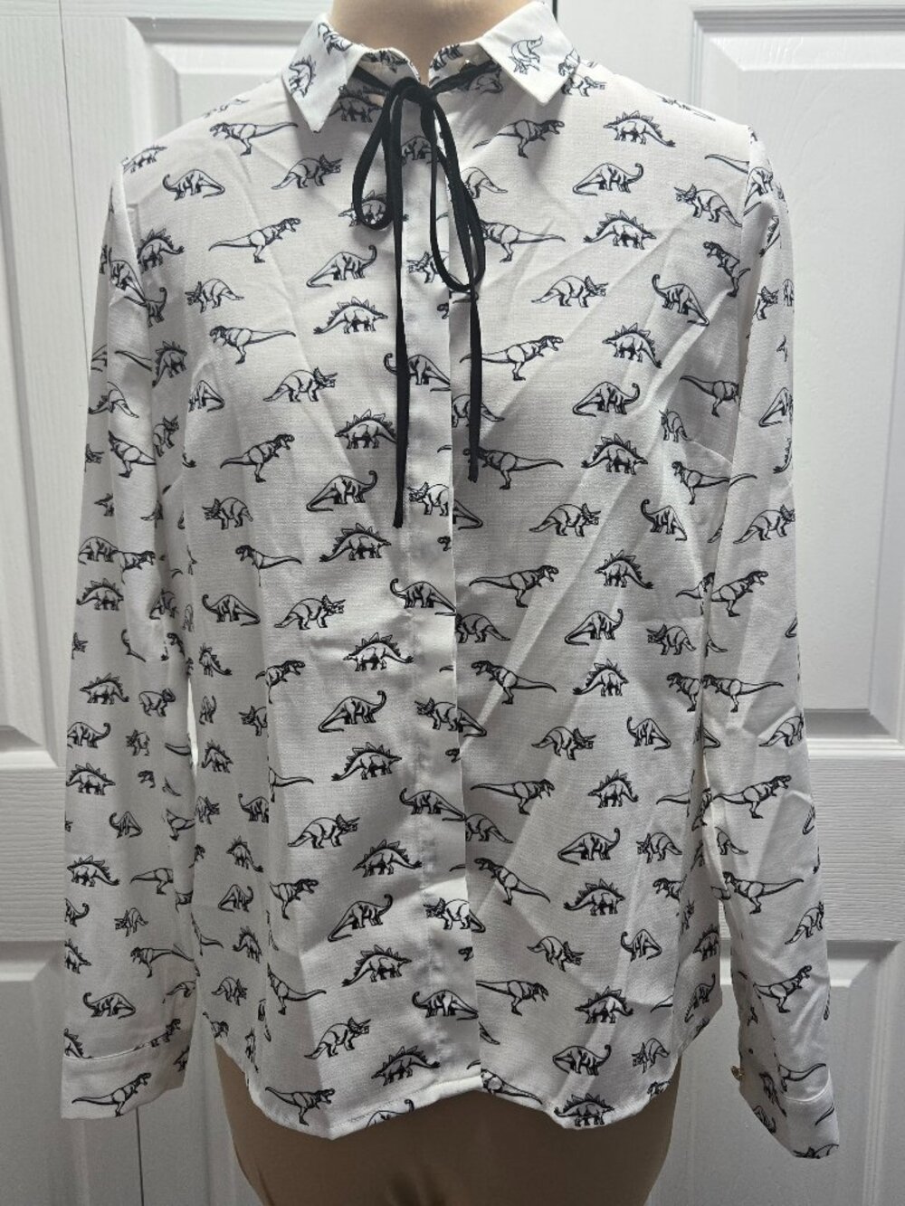 Modcloth Sugarhill Boutique Dinosaur Button Up Long Sleeve Shirt Size 4